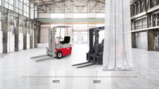 2021 feiert Linde Material Handling sein 50jähriges Elektrostapler-Jubiläum. Entwicklung des Elektrostaplers von Linde Material Handling